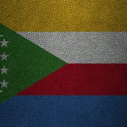 Download wallpapers Flag of Comoros, 4k, leather texture, Africa
