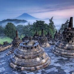 The Hidden Buddhist Temple Of Borobudur At Sunrise, Indonesia HD