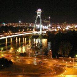 Cityscapes night architecture bridges slovakia bratislava