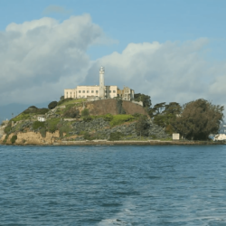 Escape from Alcatraz boat leaving in San Francisco Stock Video