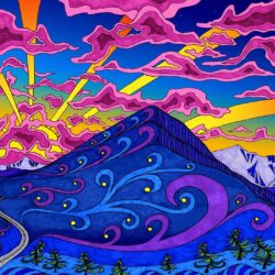 Mountains landscapes psychedelic artwork colors wallpapers