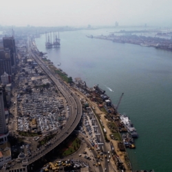 Lagos Nigeria Marina Aerial Stock Video Footage