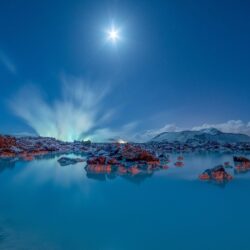 Wallpapers Blue Lagoon, Moonlight, Iceland, 4K, Nature,