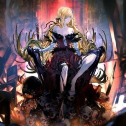 Wallpapers girl, skulls, anime, vampire, blonde, artwork, fantasy art