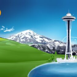Space Needle on the lake wallpapers