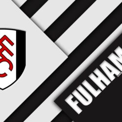 Download wallpapers Fulham FC, London, logo, 4k, white black