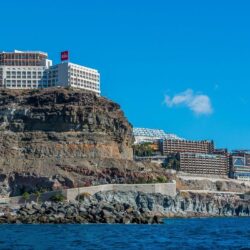 Spain Houses Sea Canary Islands Crag Puerto Rico Gran Canaria Cities