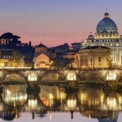 Night Light Bridge St. Peters Basilica Vatican City wallpapers