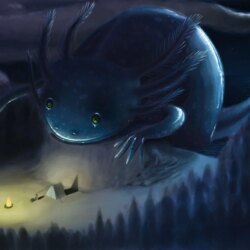 Night Axolotl by Jean Paul Medellin : SympatheticMonsters