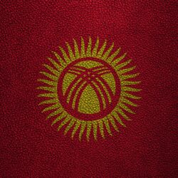 Download wallpapers Flag of Kyrgyzstan, 4K, leather texture, Kyrgyz