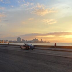 Sunsets: Havana Orange Blue Sunset Malecon Sea Cuba Reflections
