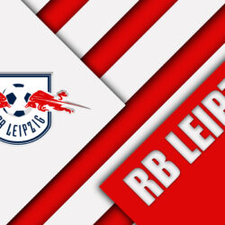 Download wallpapers RB Leipzig FC, 4k, material design, emblem