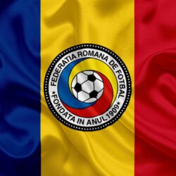 Download wallpapers Romania national football team, emblem, logo
