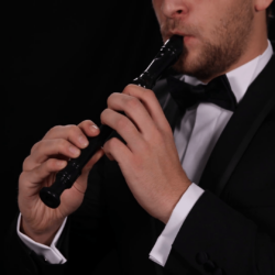 Portrait of Instrumentalist Musician Singing Flutist Playing