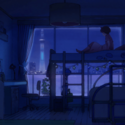 Blue themed room. [Sarazanmai] : Animewallpapers