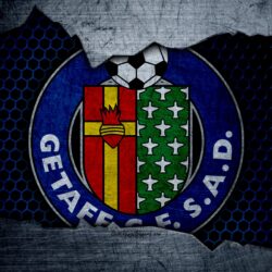 Download wallpapers Getafe CF, 4k, La Liga, football, emblem, logo