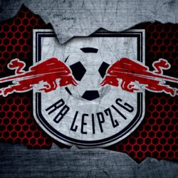 Download wallpapers RB Leipzig, 4k, logo, Bundesliga, metal texture