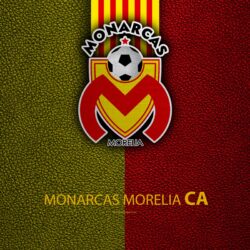 Download wallpapers Monarcas Morelia, 4k, leather texture, logo