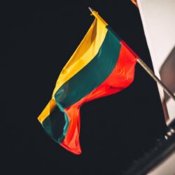 Wallpapers Lithuania flag, night HD Picture, Image