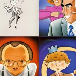 Artwork caricature bill gates larry king robert risko wallpapers