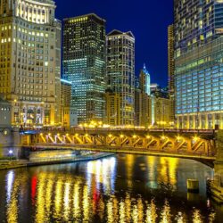 Chicago Illinois architecture buildings skyscraper night lights