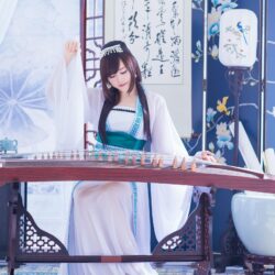 Wallpapers Chinese girl, retro, zither HD Picture, Image