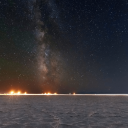 Bonneville salt flats at night, panoramic view. [1920 x 1080