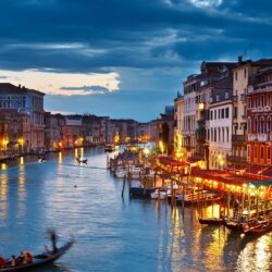 HD Backgrounds Venice Italy Night View Gondola Rides River Buildings