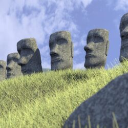 Cgi statues artwork easter island moai 3d wallpapers