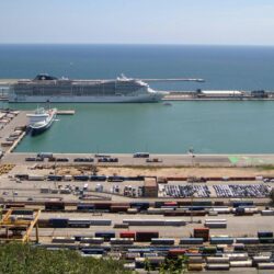 The container terminal in port of Barcelona city