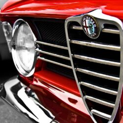 Photo Alfa Romeo Logo Emblem Red Cars Headlights Closeup