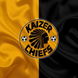 Download wallpapers Kaizer Chiefs FC, 4k, logo, orange black silk