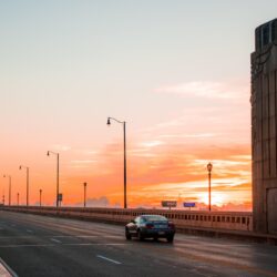 Download Usa Ohio, Cleveland, Sunset, Car, Road Wallpapers