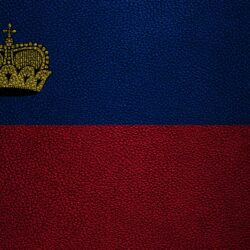Download wallpapers Flag of Liechtenstein, 4k, leather texture