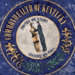 Download wallpapers Seal of Kentucky, 4k, emblem, geometric art