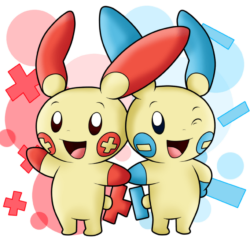 AT with Hiyukee: Plusle and Minun by SuperLakitu