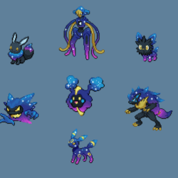 OC] I recolored more of my favorites in the Cosmog palette