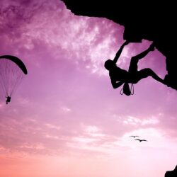 Wallpapers Climber Silhouette Sport Mountaineering Parachuting