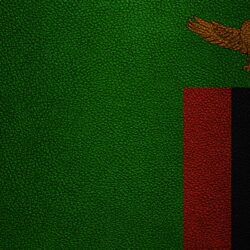 Download wallpapers Flag of Zambia, leather texture, 4k, Zambian