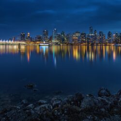 Image Vancouver Canada Stanley Park Bay Night Coast Cities