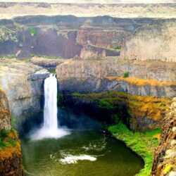 Palouse Falls, Waterfall, Washington State, Cliff, Summer, Grass