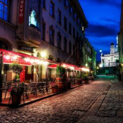 Wallpapers Helsinki Finland HDR Night Street lights Cities
