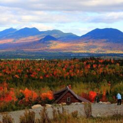 Mountains: Fall Maine Colors Trees Landscape Usa Cottage Autumn
