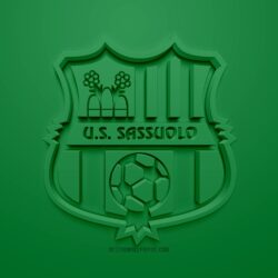Download wallpapers Sassuolo, creative 3D logo, green background, 3D