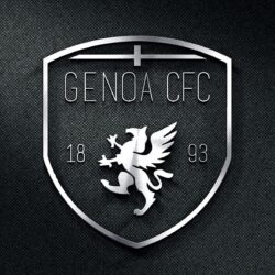 Indir duvar kağıdı Genoa FC, metal logo, kumaş, arka plan, futbol