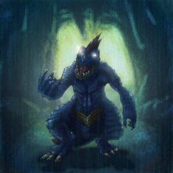 Angry Feraligatr in wet cavern by ForeverZeroDragon