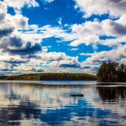 kullaa finland finland lake island clouds HD wallpapers