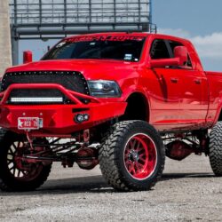 Dodge Ram Body Lift Heavy Duty Truck Red Custom Wheels