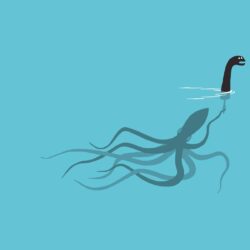 Giant squid playing as the Loch Ness Monster wallpapers