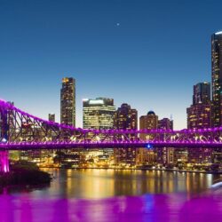 Wallpapers Brisbane Australia Bridges Night Rivers Fairy lights